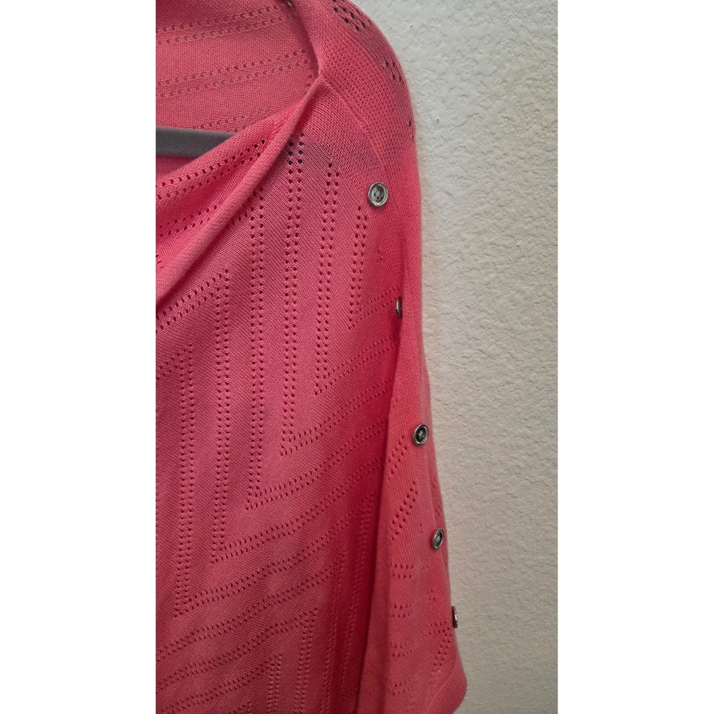 Talbots Pink Chevron Knit Button Poncho Cape M/L - Picture 4 of 4